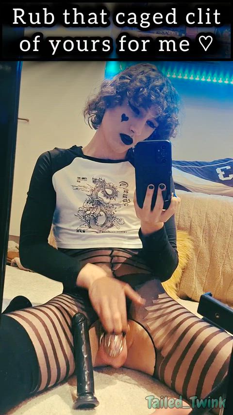Don't be shy, rub that clitty of yours for me~ 🍆🔒😈 — femboy