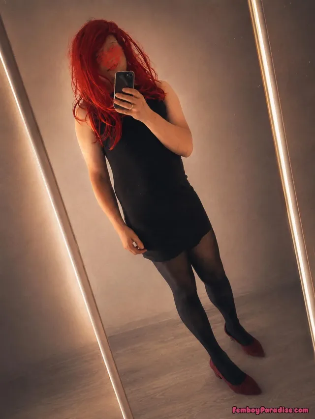 My favorite black dress and fiery red hair — this is the style that feels most like me. Much love to you all ❤️🖤🔥 — crossdressing