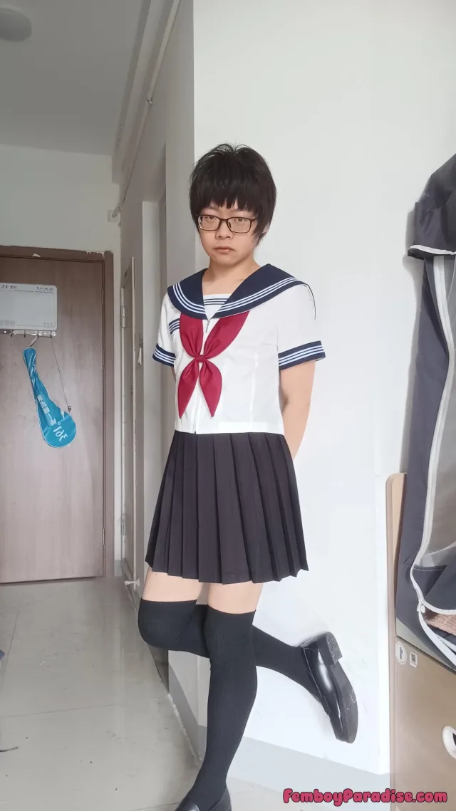 never too old to wear school uniform — crossdressing